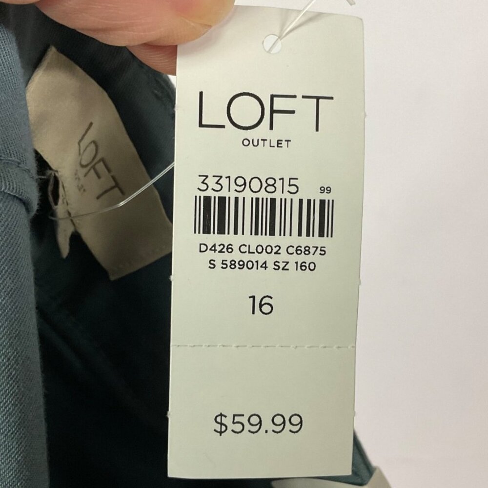 NWT LOFT Outlet Straight Crop Gray/Blue Pants, size 16, Front pockets - Picture 8 of 12